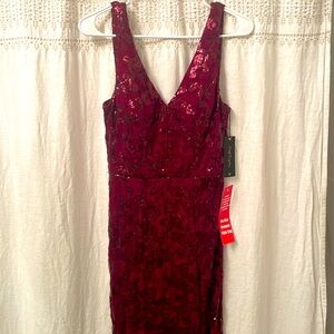 Size 3 Juniors Maroon Sequin Gown